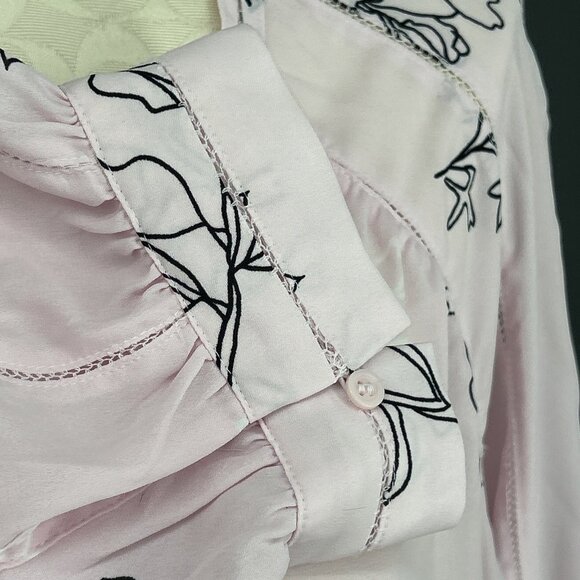 Alfani Womens Floral Top Pink Black Size 4X Blouse Button Up Vee Neck - Picture 3 of 7